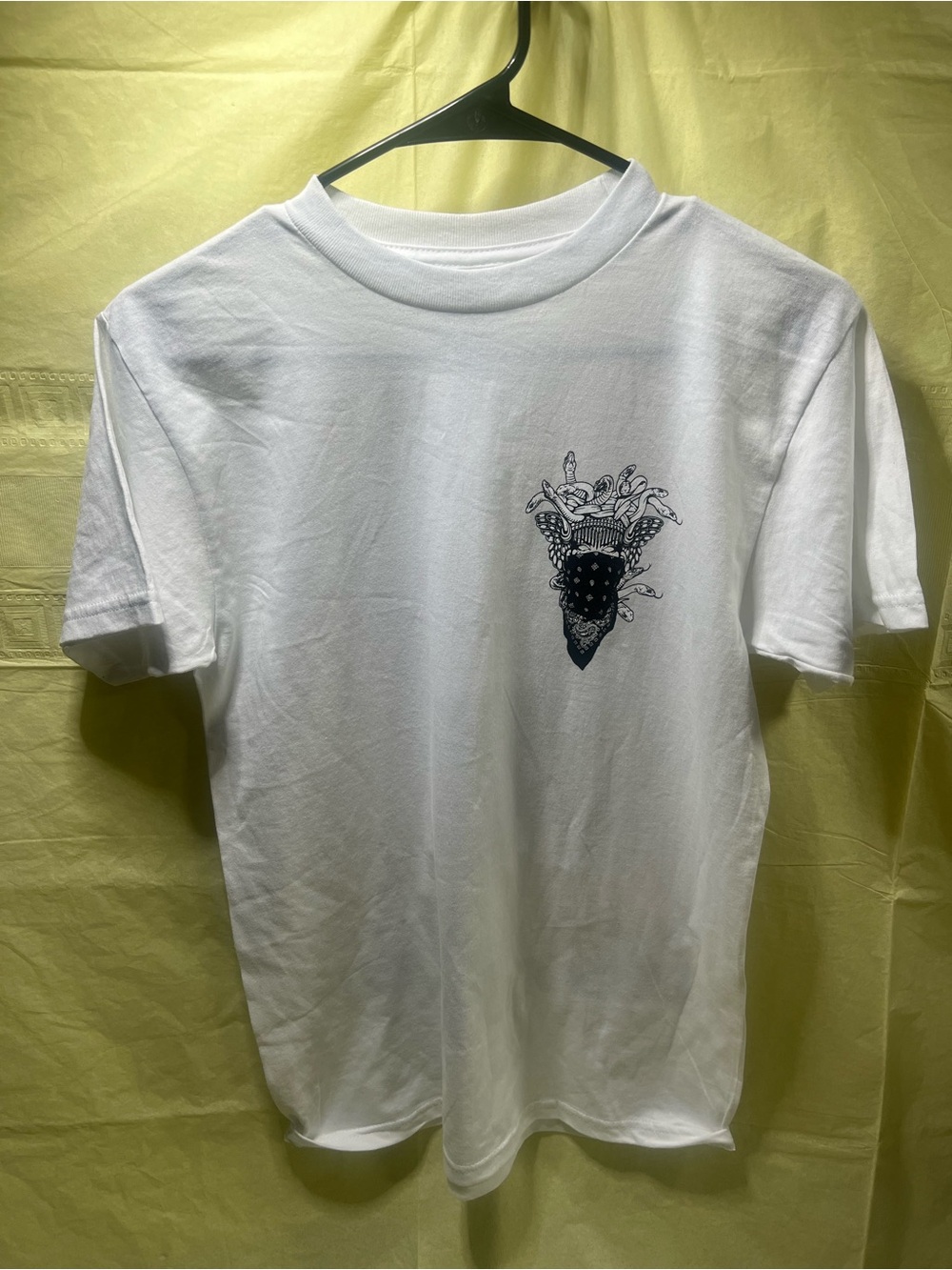 Crooks & Castles White Tee with Black Chest Graphic